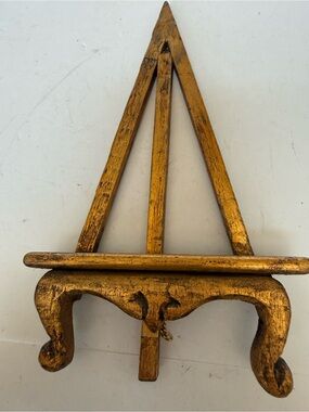 Vintage MCM Miniature Gold Gilt Easel 8.5” x 5” Made in Taiwan Republic of China